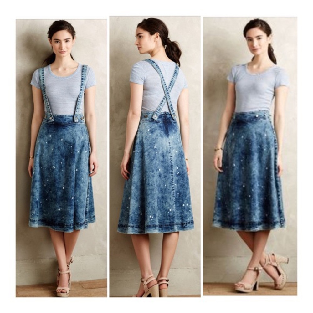 Anthropologie Tracy Reese Splattered Denim Skirt